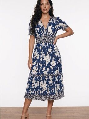 Polo by Ralph Lauren Navy Floral Smocked Waist dress! Orignal price $298